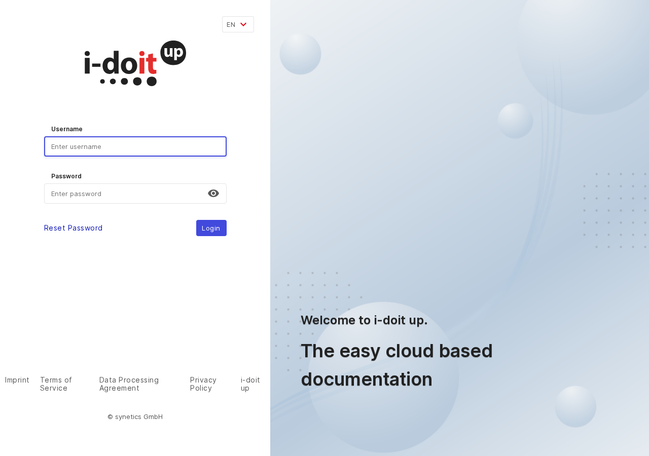 i-doit up Loginseite im Browser
